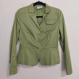 Akris Punto Blazer Jacket Womens Lime Green Cotton Silk Single Breasted Size‎ 8